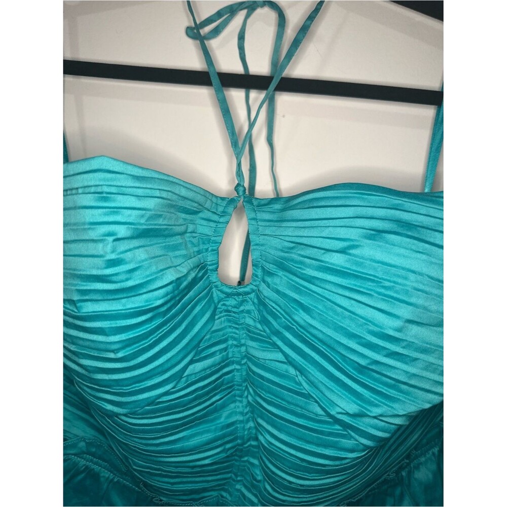 White House Black Market Poplin Keyhole Bustier Top SZ 16 Back Zipper Color Blue - Picture 4 of 11